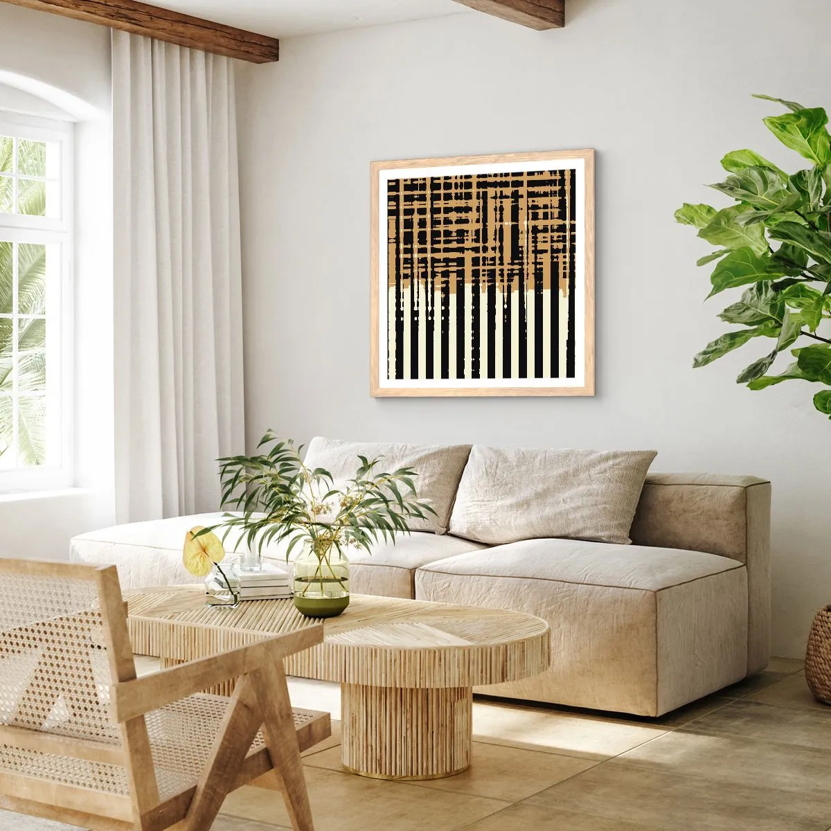 Poster in einem Rahmen aus heller Eiche - Architektonische Abstraktion - 40x40 cm