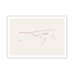 Poster - Eine subtile Strichzeichnung einer Silhouette vor einem hellen Hintergrund - 100x70cm - Die Form des Verlangens - Moderne Wanddekoration für Wohnzimmer und Schlafzimmer ARTTOR