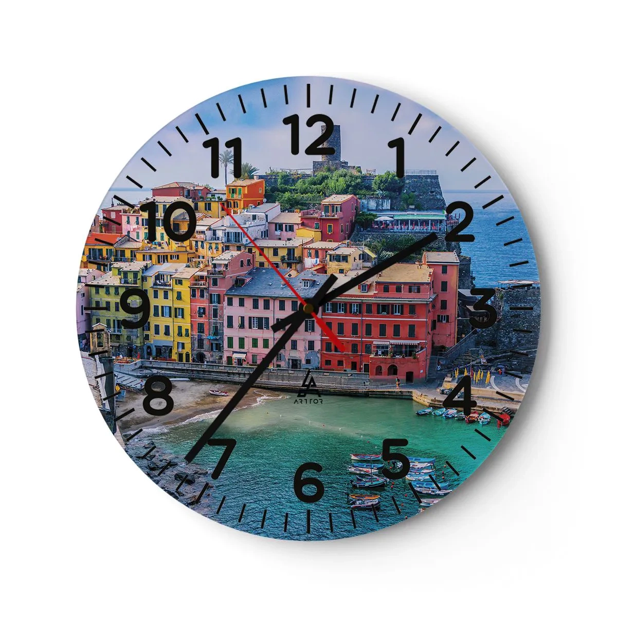 Wanduhr - Glasuhr - Mediterrane Zauberstadt - 30x30 cm