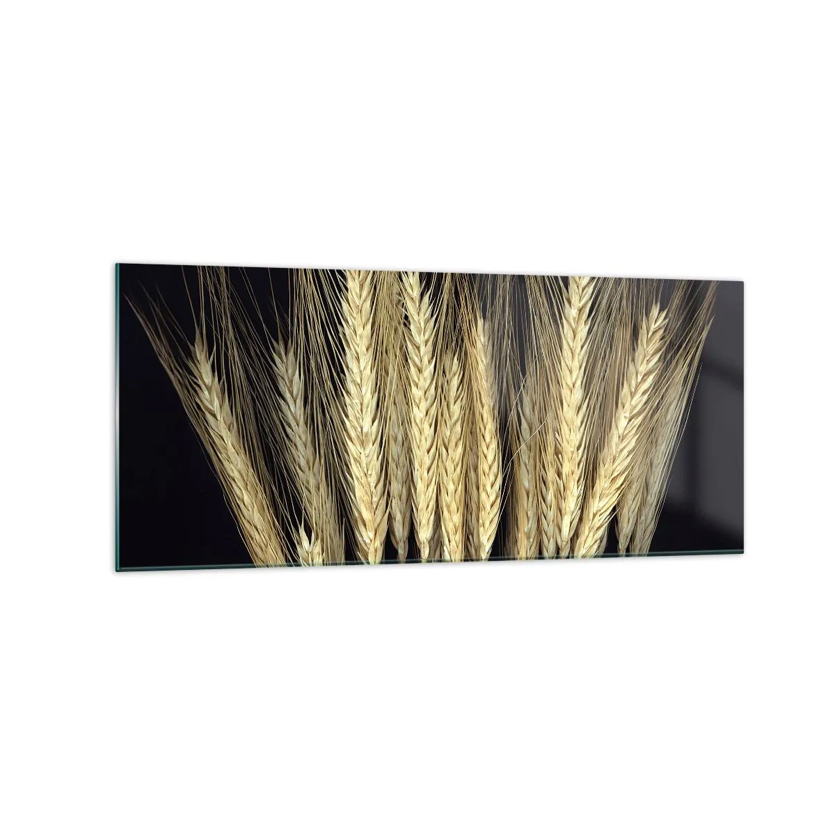 Glasbild - Bild auf glas - Weizenähren auf schwarzem Hintergrund im rustikalen Stil - 120x50cm - Rustikale Magie - Moderne Wanddekoration für Wohnzimmer und Schlafzimmer ARTTOR