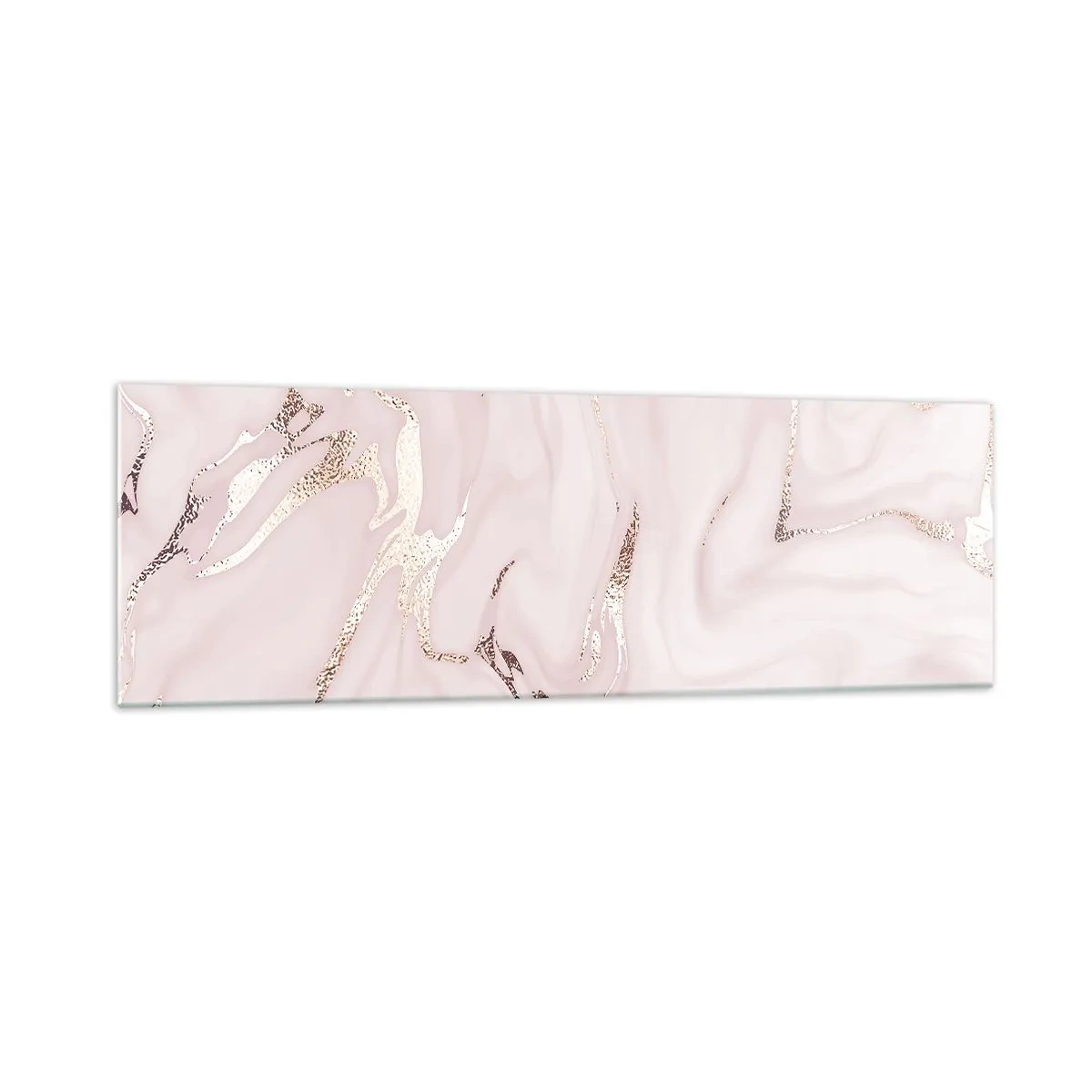 Glasbild - Bild auf glas - Elegante Abstraktion in Rosa- und Goldtönen - 160x50cm - In einem rosa Schal - Moderne Wanddekoration für Wohnzimmer und Schlafzimmer ARTTOR