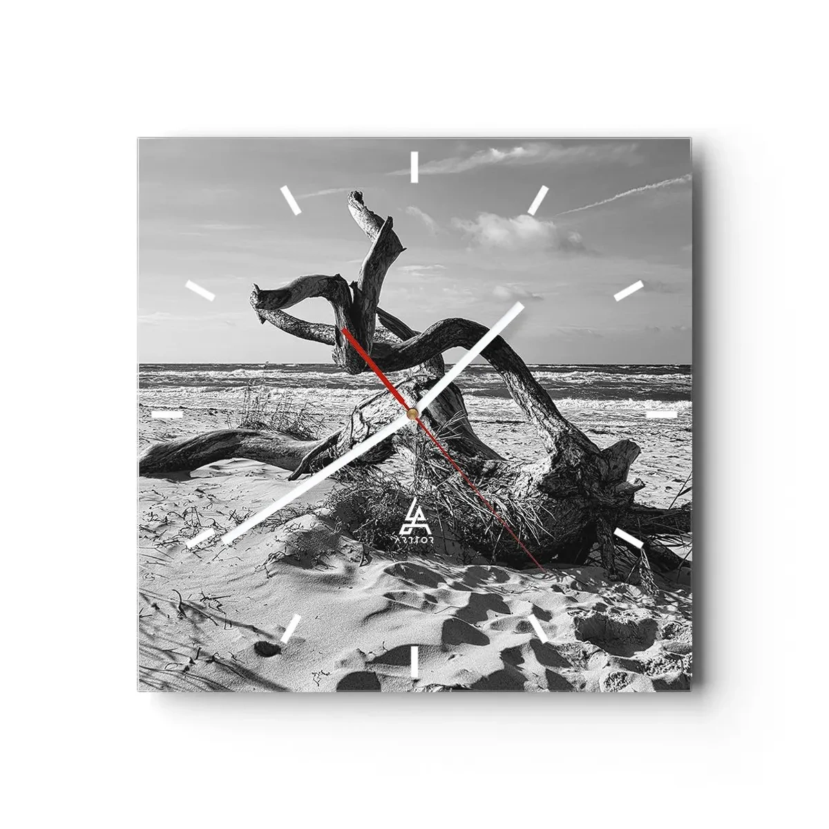 Wanduhr - Glasuhr - Meeresskulptur - 40x40 cm