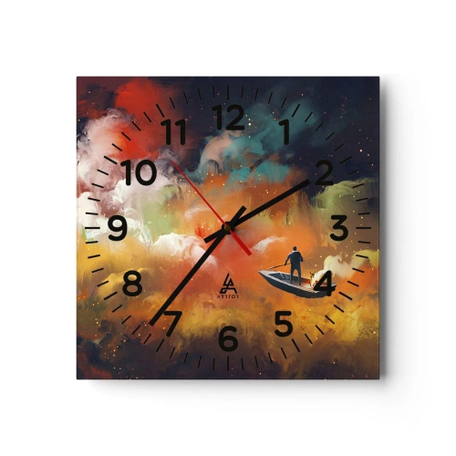 Wanduhr - Glasuhr - Mit dem Boot durch die Galaxie - 30x30 cm