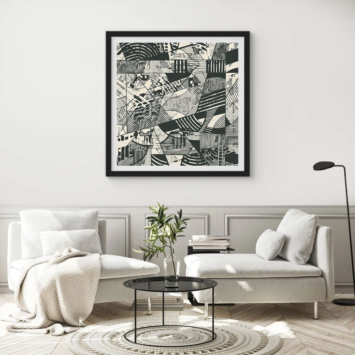 Poster in einem schwarzem Rahmen - Die Dynamik der Gegenwart - 40x40 cm