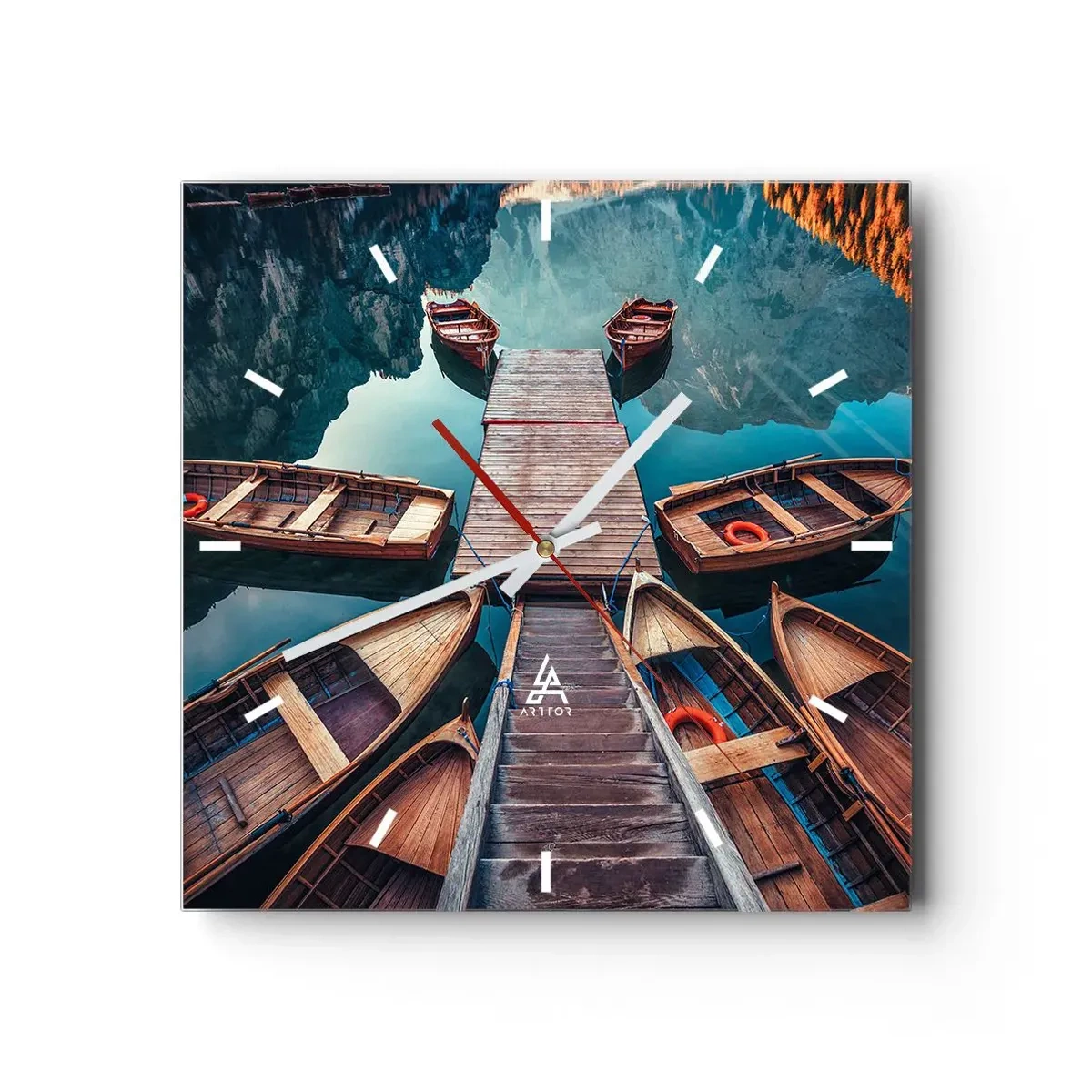 Wanduhr - Glasuhr - Ich warte am Yachthafen - 40x40 cm