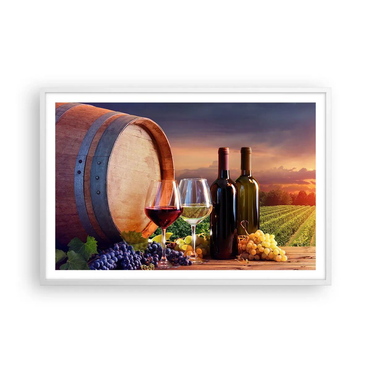 Poster in einem weißen Rahmen - Hier schmeckt das Leben - 91x61 cm