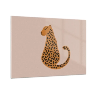 Glasbild - Bild auf glas - Illustration eines Panthers mit schwarzen Flecken auf beigem Hintergrund - 100x70cm - Leopardenmuster ist ein modisches Muster - Moderne Wanddekoration für Wohnzimmer und Schlafzimmer ARTTOR