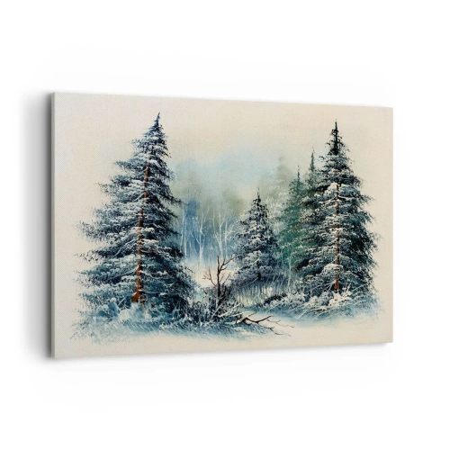 Bild auf Leinwand - Leinwandbild - Winterlandschaft mit schneebedeckten Bäumen - 120x80cm - Bereit für Weihnachten - Moderne Wanddekoration für Wohnzimmer und Schlafzimmer ARTTOR