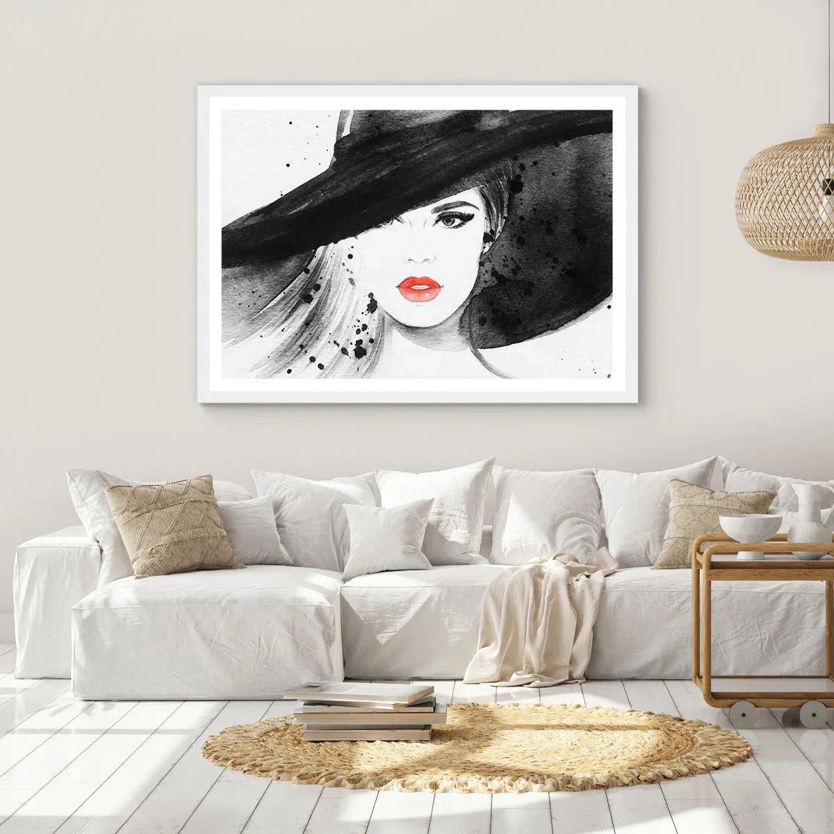 Poster in einem weißen Rahmen - Frau in schwarz - 50x40 cm