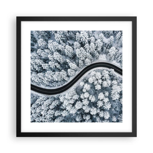Poster in einem schwarzem Rahmen - Durch den Winterwald - 40x40 cm