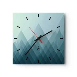 Wanduhr - Glasuhr - Minimalistische Berggrafiken in Blautönen - 30x30cm - Groß größer am größten - Moderne Wanddekoration für Wohnzimmer und Schlafzimmer ARTTOR
