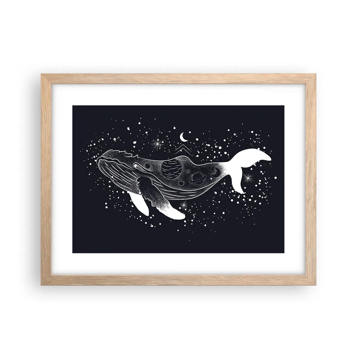 Poster in einem Rahmen aus heller Eiche - Im Ozean des Universums - 40x30 cm