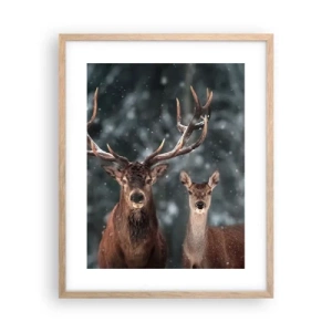 Poster in einem Rahmen aus heller Eiche - Herr des Waldes mit seiner Frau - 40x50 cm