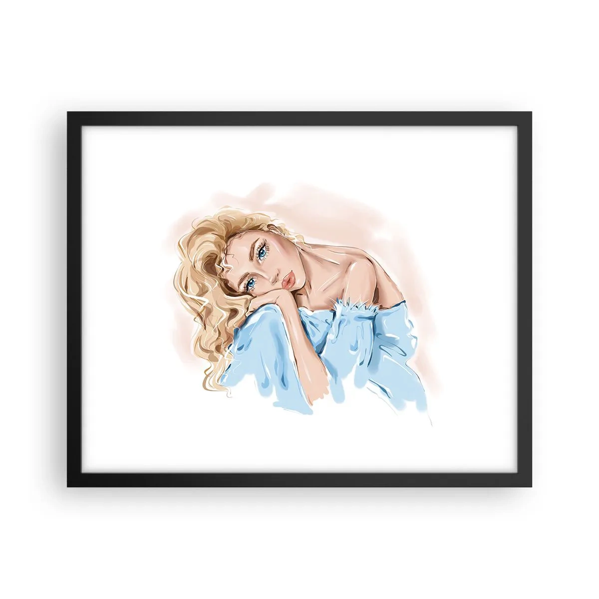 Poster in einem schwarzem Rahmen - Verträumt im Blau - 50x40 cm