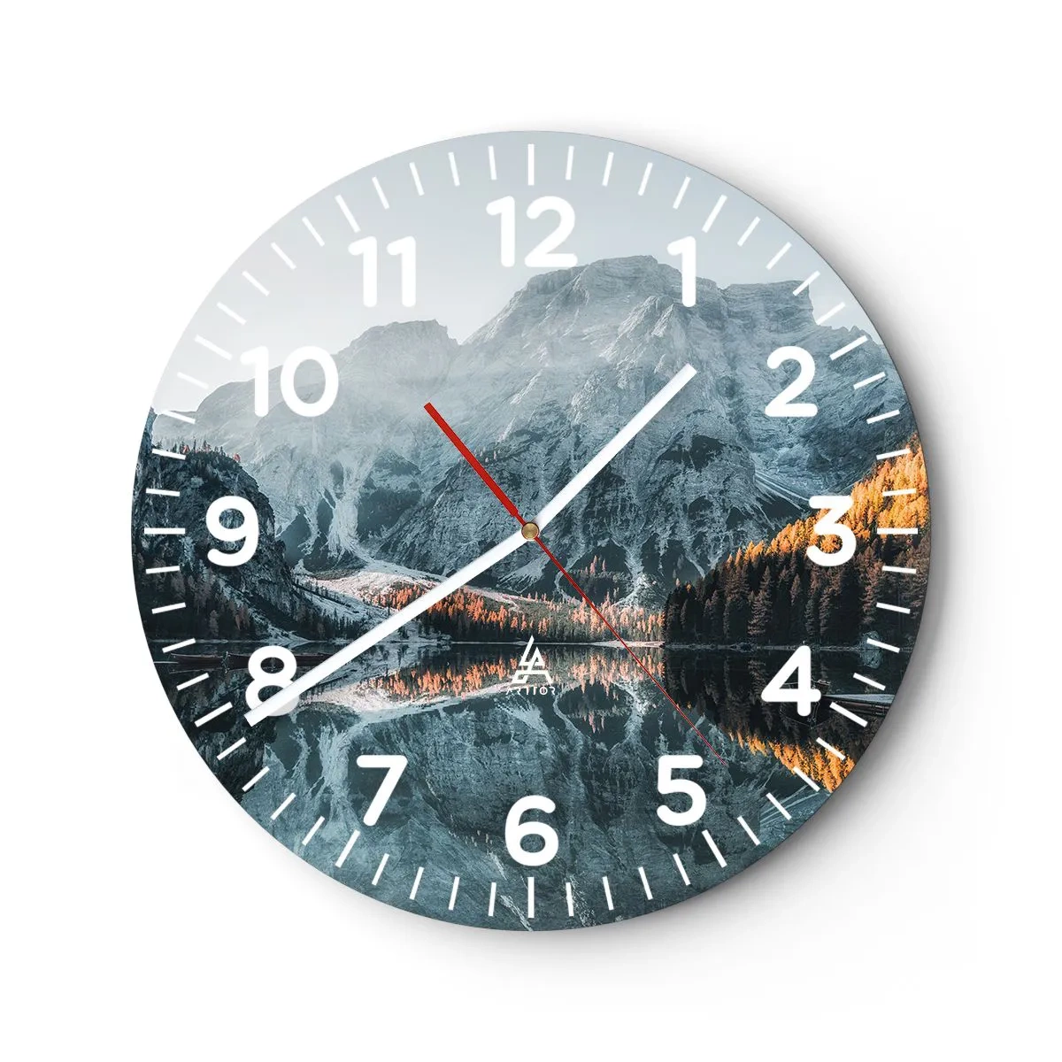 Wanduhr - Glasuhr - Spiegellandschaft - 30x30 cm