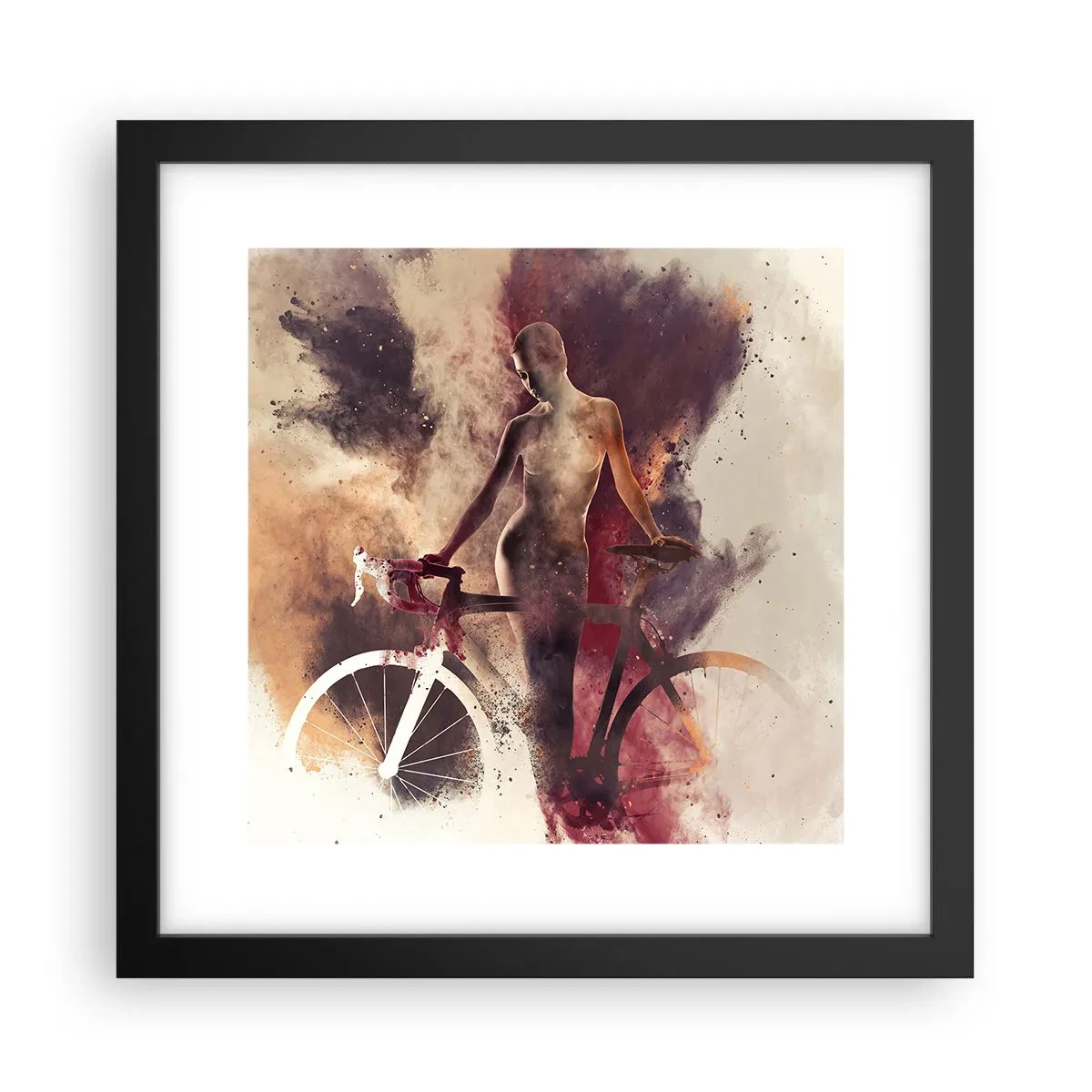 Poster in einem schwarzem Rahmen - Eine Fahrradseele in Marmorformen - 30x30 cm