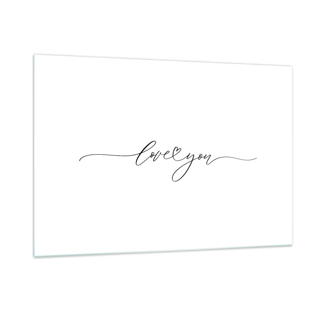 Glasbild - Bild auf glas - Minimalistische Aufschrift „Ich liebe dich“ auf weißem Hintergrund - 120x80cm - Schwarz auf weiß - Moderne Wanddekoration für Wohnzimmer und Schlafzimmer ARTTOR