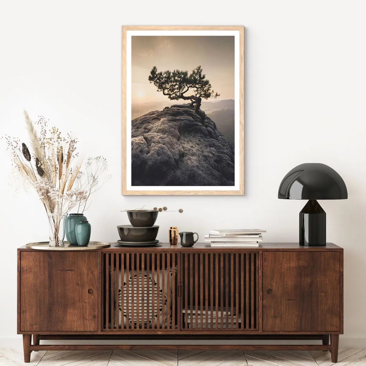 Poster in einem Rahmen aus heller Eiche - Das Leben gewinnt immer - 61x91 cm