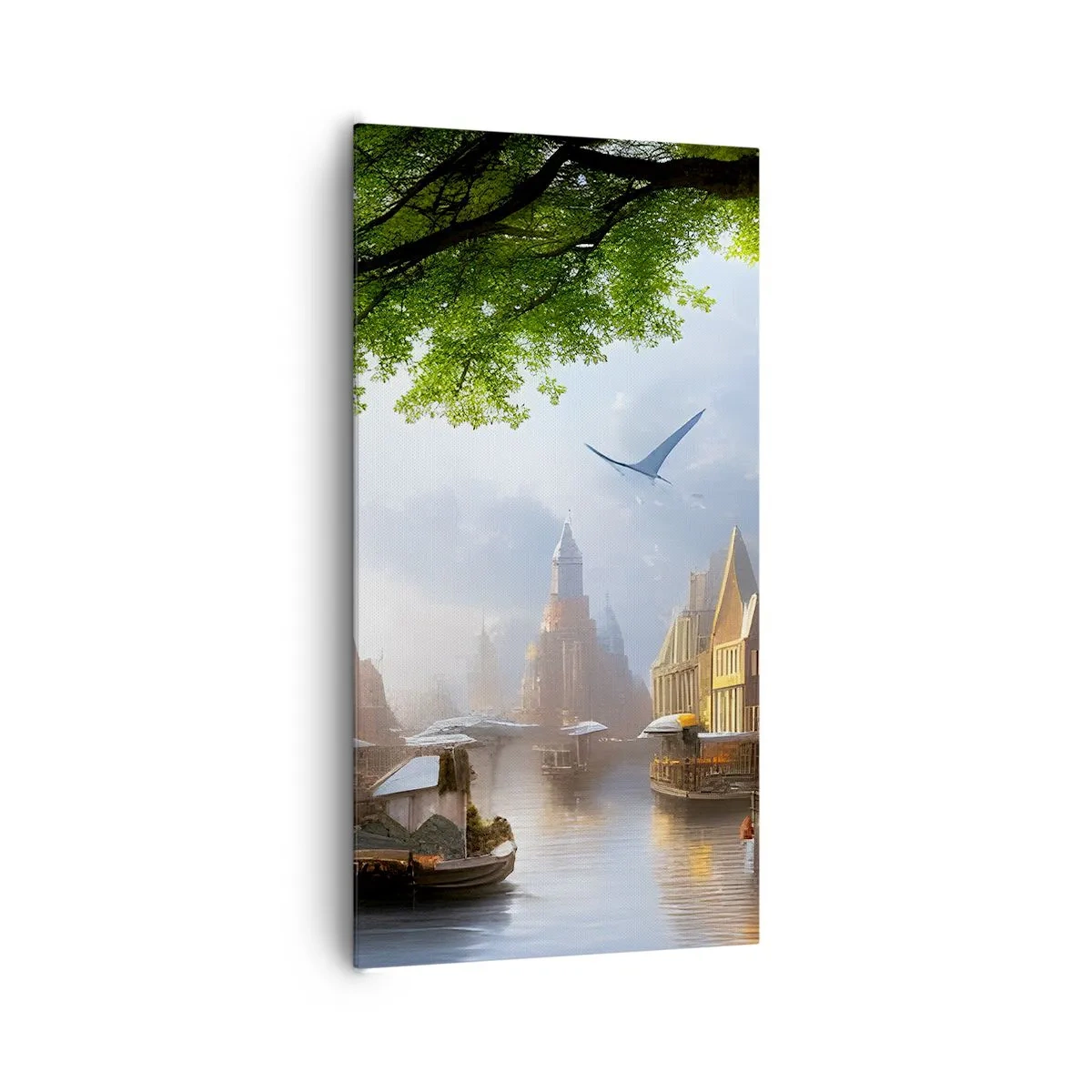 Bild auf Leinwand - Leinwandbild - Niederländisches Stadtbild - 65x120 cm