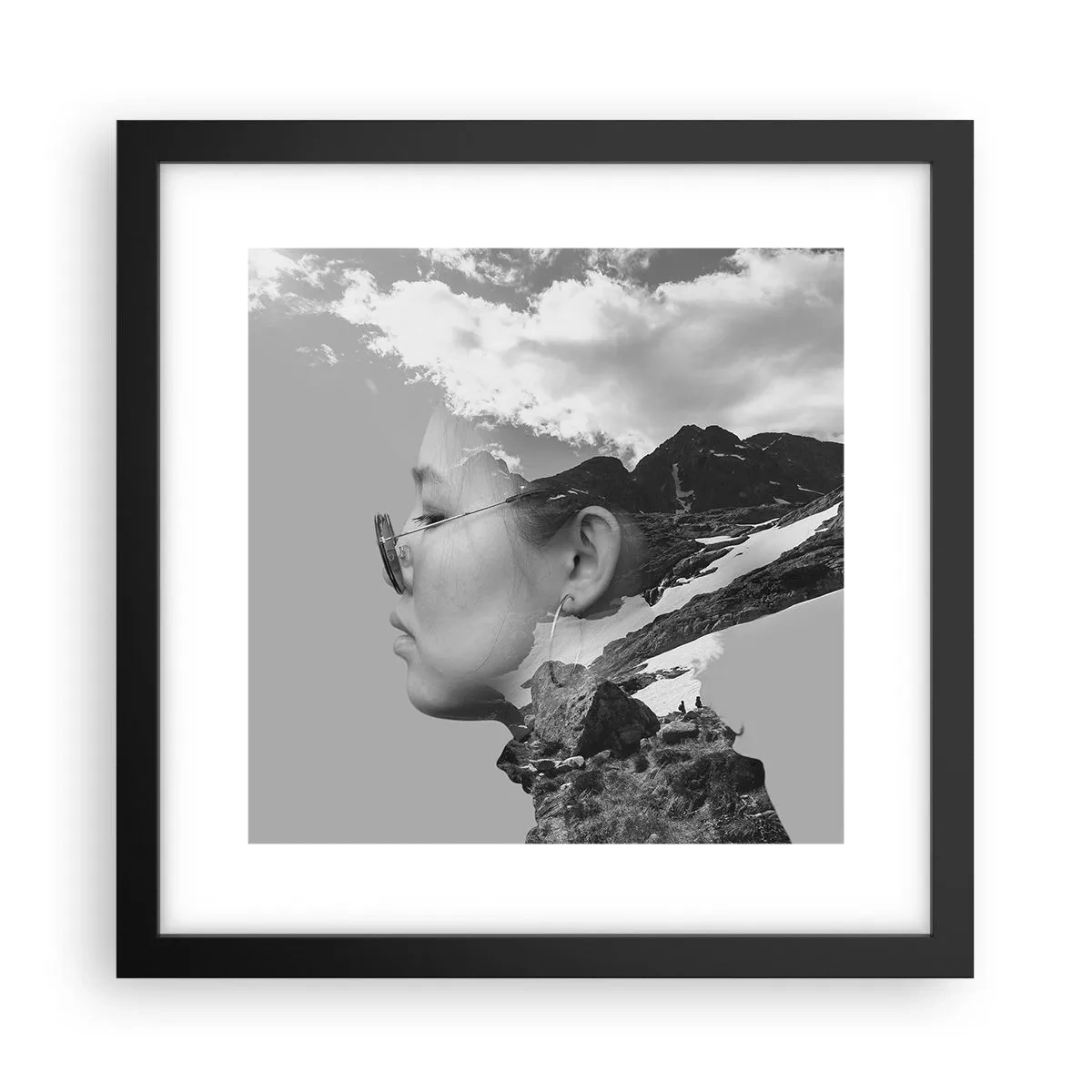 Poster in einem schwarzem Rahmen - Top und bewölktes Porträt - 30x30 cm