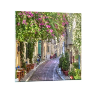 Glasbild - Bild auf glas - Blühende Gasse - 70x70 cm