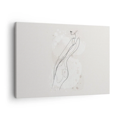 Bild auf Leinwand - Leinwandbild - Eine subtile Silhouettenskizze im minimalistischen Stil - 70x50cm - Der Blick schweift - Moderne Wanddekoration für Wohnzimmer und Schlafzimmer ARTTOR