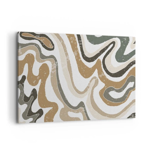 Bild auf Leinwand - Leinwandbild - Erdige Muster in Braun- und Grüntönen - 120x80cm - Mäander in Erdfarben - Moderne Wanddekoration für Wohnzimmer und Schlafzimmer ARTTOR