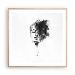 Poster in einem Rahmen aus heller Eiche - Wovon träumt das Mädchen - 60x60 cm