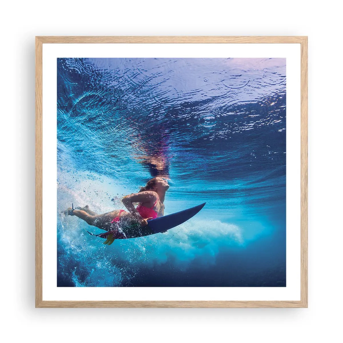 Poster in einem Rahmen aus heller Eiche - Tiefe der Freude - 60x60 cm