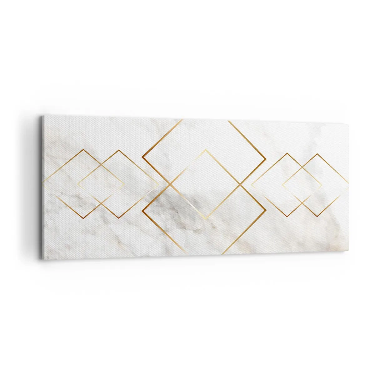 Bild auf Leinwand - Leinwandbild - Minimalistische goldene Rauten auf Marmorhintergrund - 120x50cm - Ein Blick in die Unendlichkeit - Moderne Wanddekoration für Wohnzimmer und Schlafzimmer ARTTOR