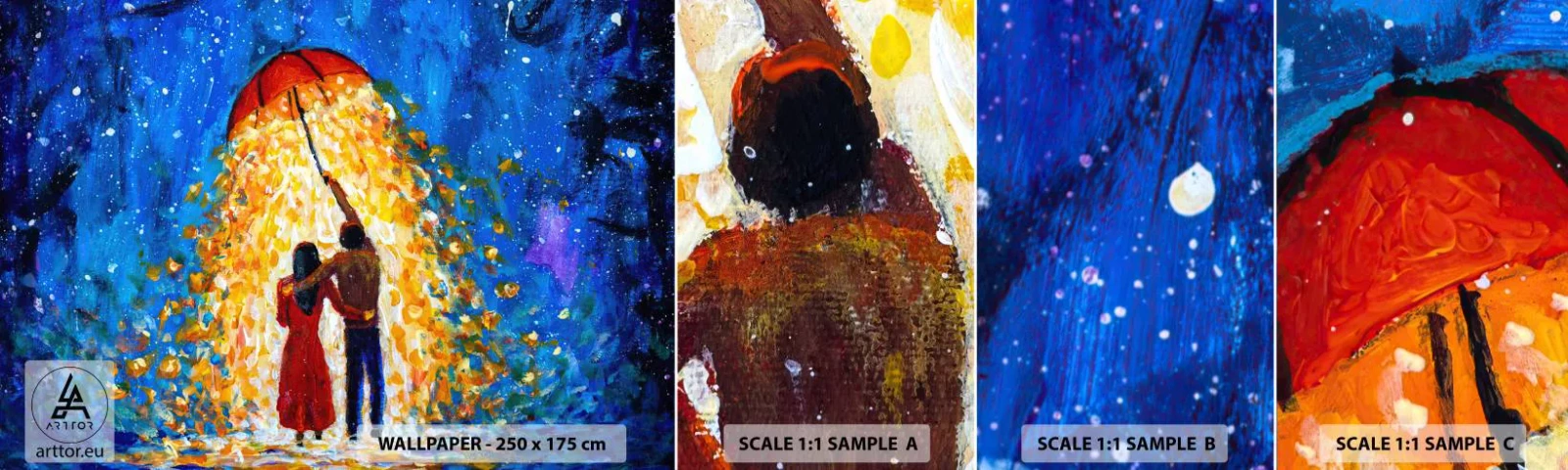 Fototapetenmuster Standard Eco - Zauber eines Regenabends? - Romantisch, Paar, Liebe - 100x30 cm