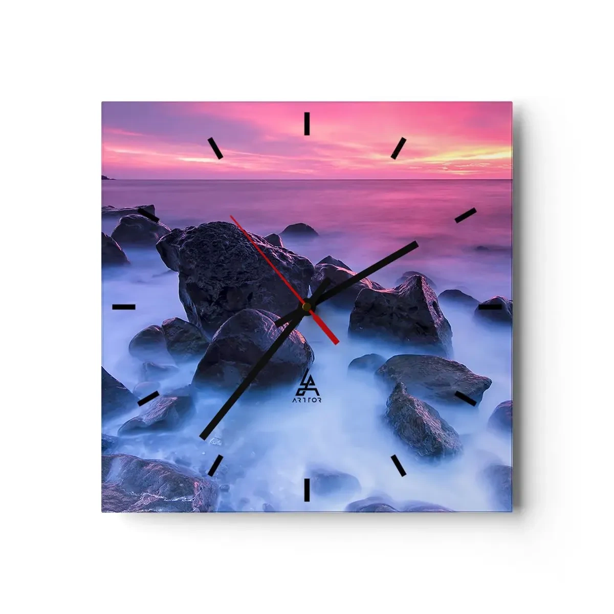 Wanduhr - Glasuhr - Geburt bei Licht und Nebel - 40x40 cm