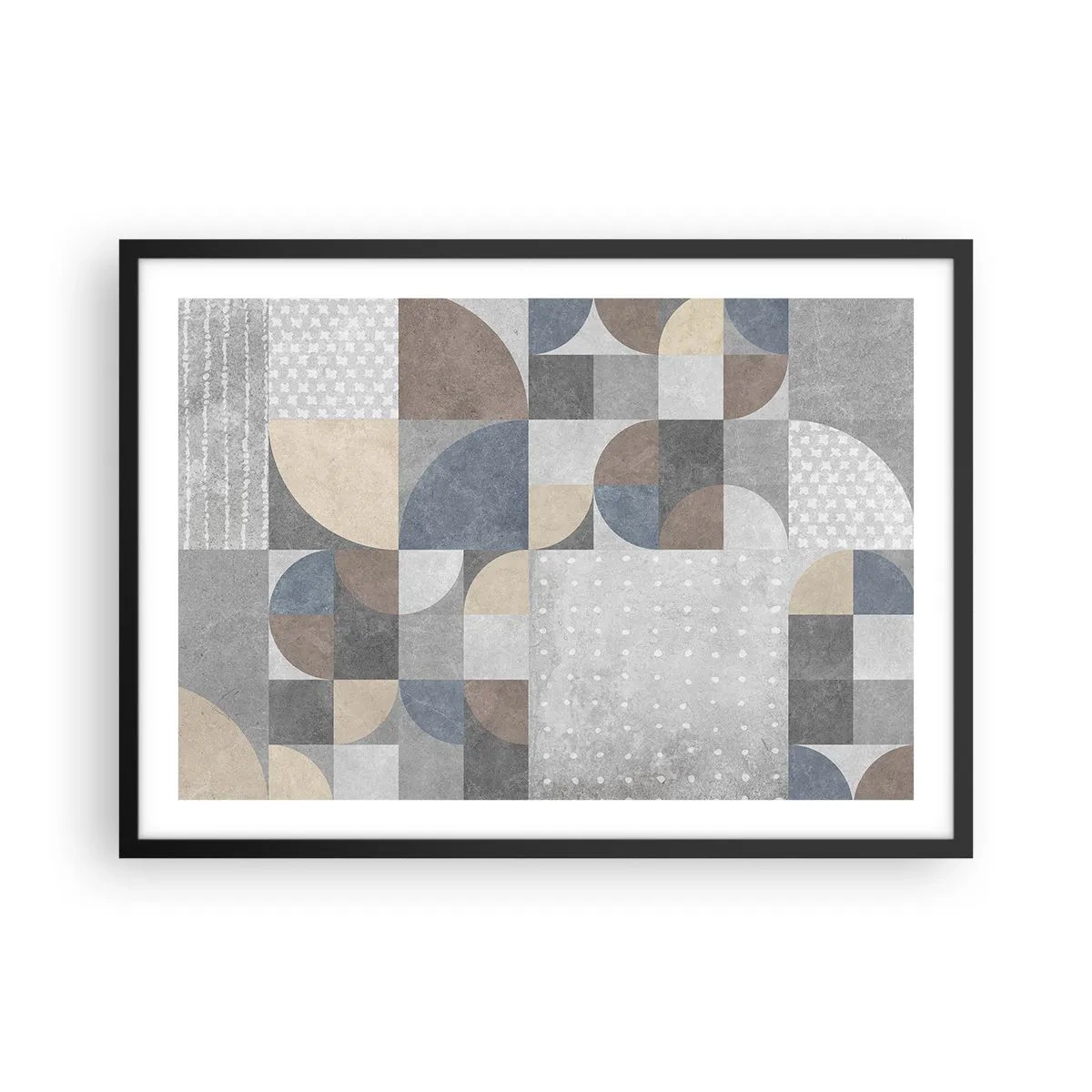 Poster in einem schwarzem Rahmen - Geometrisches Muster in Pastelltönen - 70x50cm - Keramische Fantasie - Moderne Wanddekoration für Wohnzimmer und Schlafzimmer ARTTOR
