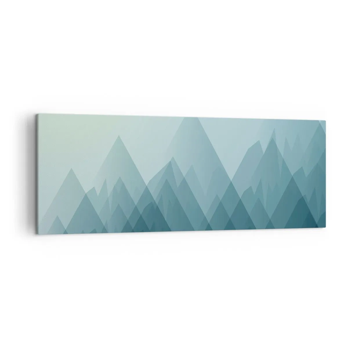 Bild auf Leinwand - Leinwandbild - Minimalistische Berggrafiken in Blautönen - 140x50cm - Groß größer am größten - Moderne Wanddekoration für Wohnzimmer und Schlafzimmer ARTTOR