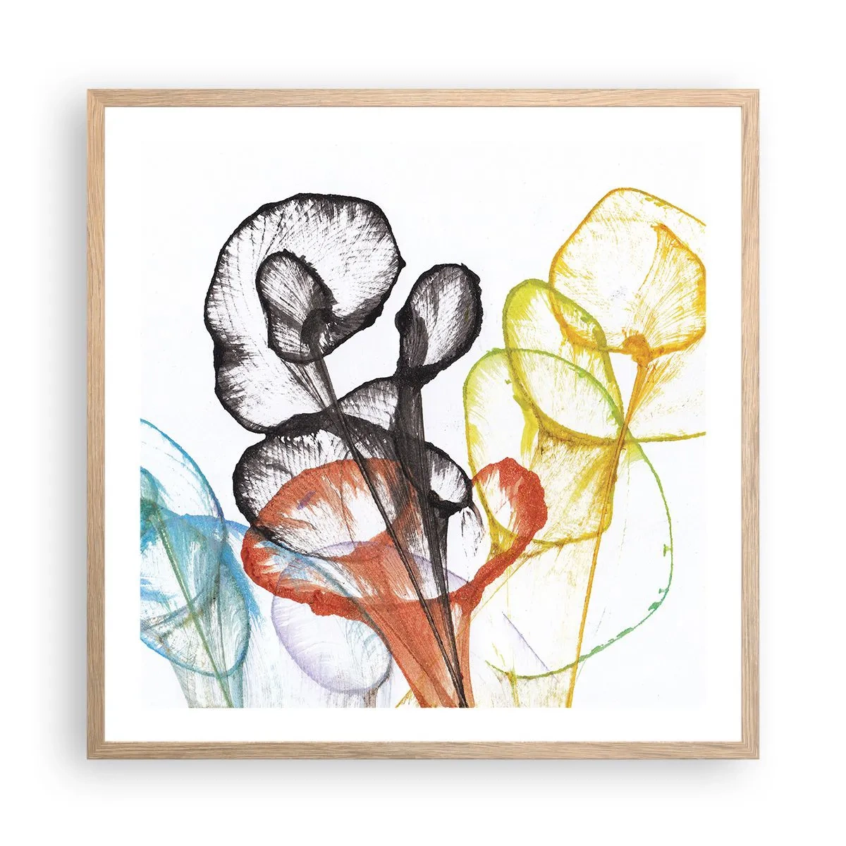 Poster in einem Rahmen aus heller Eiche - Blumen mit Seele - 60x60 cm