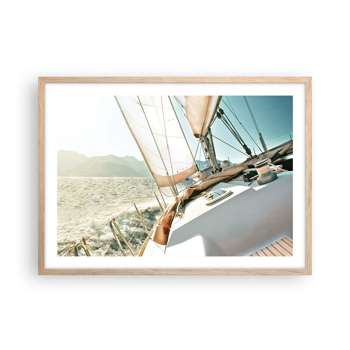 Poster in einem Rahmen aus heller Eiche - Unter vollen Segeln - 70x50 cm