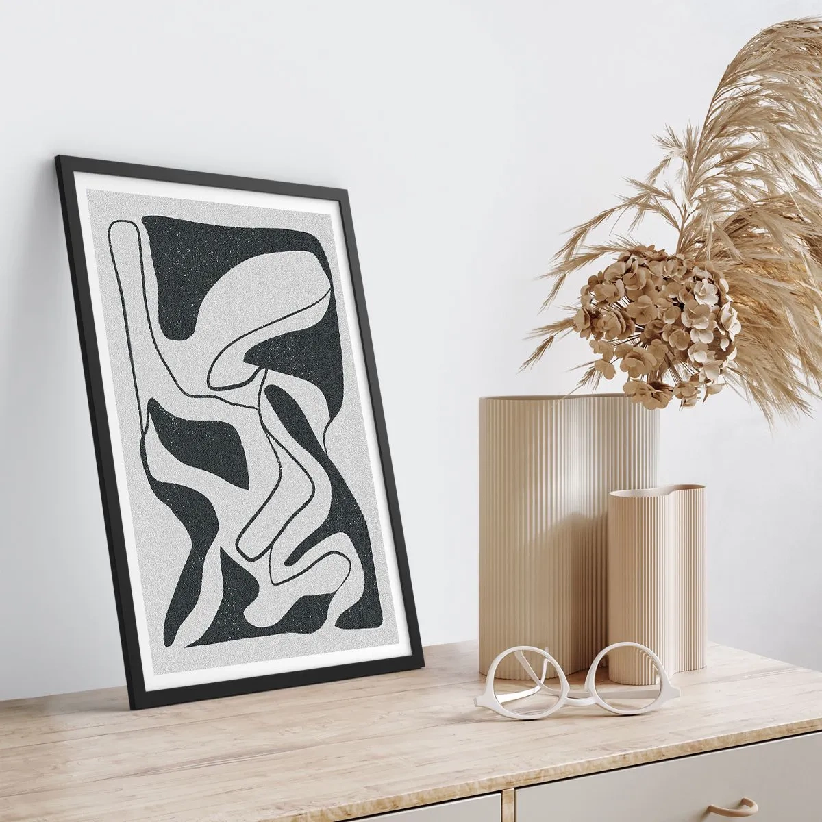 Poster in einem schwarzem Rahmen - Abstraktes Spiel im Labyrinth - 70x100 cm