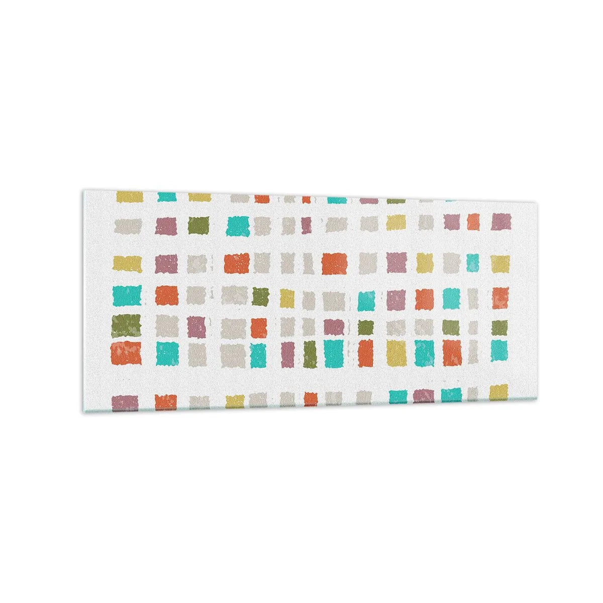 Glasbild - Bild auf glas - Bunte Quadrate in minimalistischer Anordnung auf weißem Hintergrund - 120x50cm - Unbekanntes Spiel - Moderne Wanddekoration für Wohnzimmer und Schlafzimmer ARTTOR