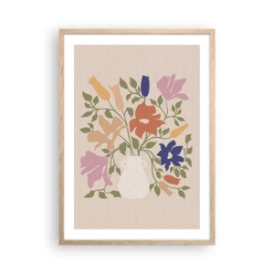 Poster in einem Rahmen aus heller Eiche - Zartes Bouquet - 50x70 cm