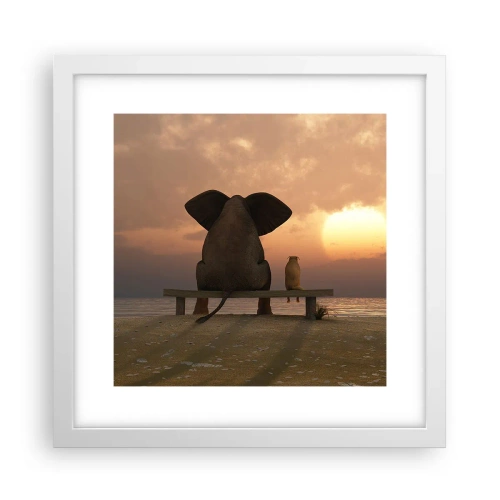 Poster in einem weißen Rahmen - Es tut gut zusammen zu schweigen - 30x30 cm