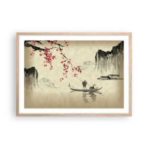 Poster in einem Rahmen aus heller Eiche - Im Land der blühenden Kirschbäume - 70x50 cm