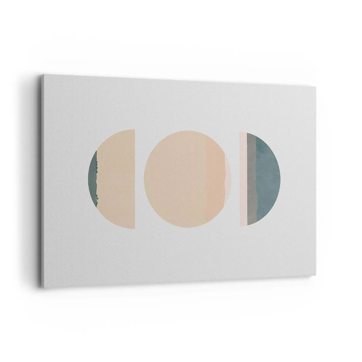 Bild auf Leinwand - Leinwandbild - Abstrakte geometrische Formen in Pastellfarben - 120x80cm - Ein Rad hinter dem anderen… - Moderne Wanddekoration für Wohnzimmer und Schlafzimmer ARTTOR