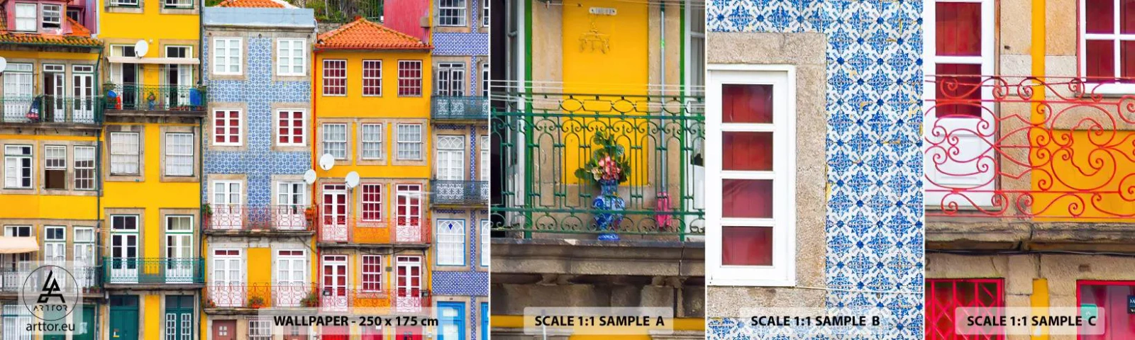 Fototapetenmuster Standard Eco - Farben der Altstadt - Stadt, Porto, Die Architektur - 100x30 cm