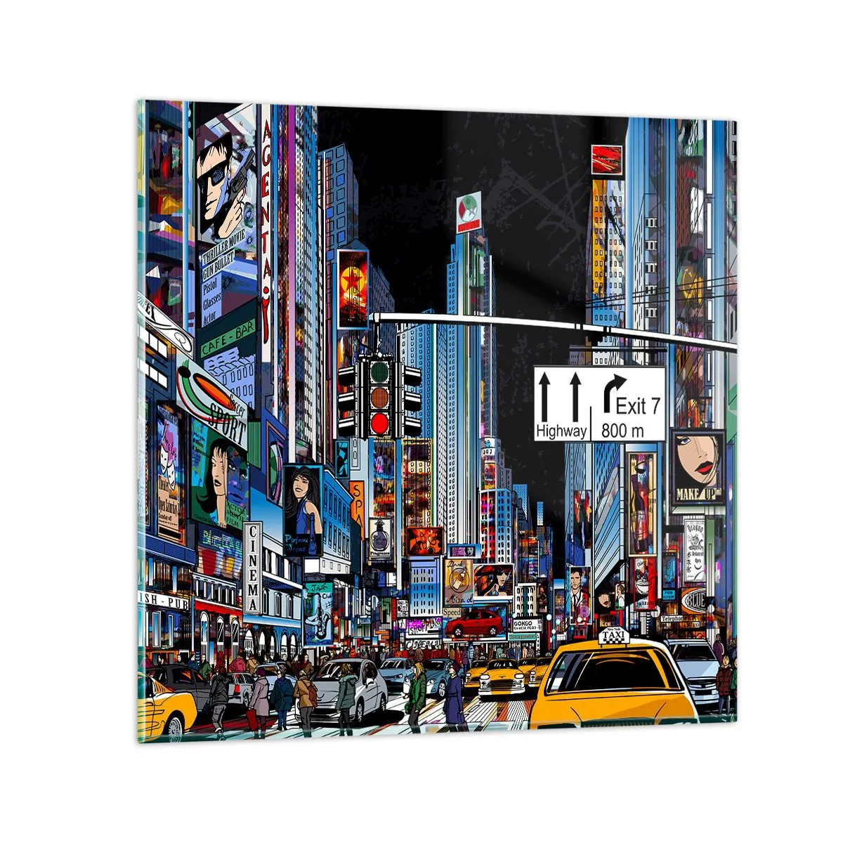Glasbild - Bild auf glas - Comicbuch große Nacht - 70x70 cm