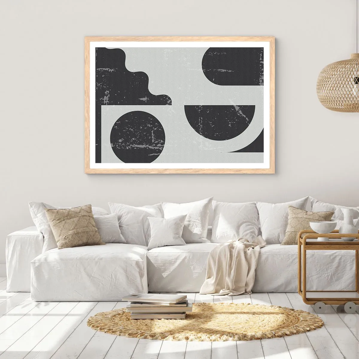 Poster in einem Rahmen aus heller Eiche - Komposition oben und unten - 100x70 cm