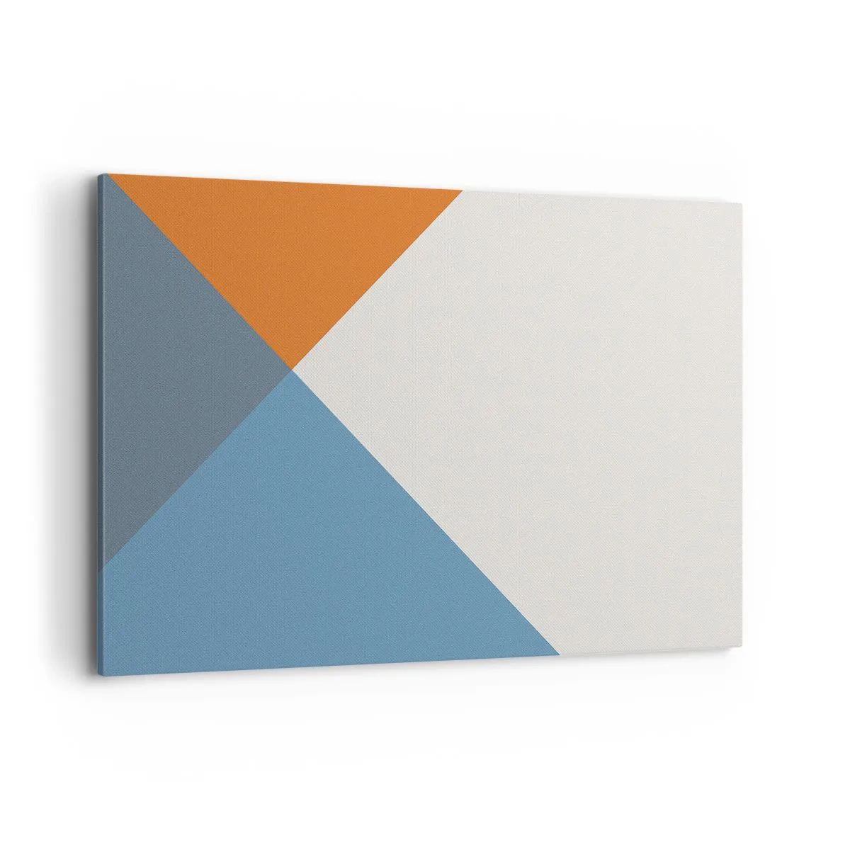 Bild auf Leinwand - Leinwandbild - Geometrische Dreiecke in Blau- und Orangetönen - 120x80cm - In einem Winkel… - Moderne Wanddekoration für Wohnzimmer und Schlafzimmer ARTTOR
