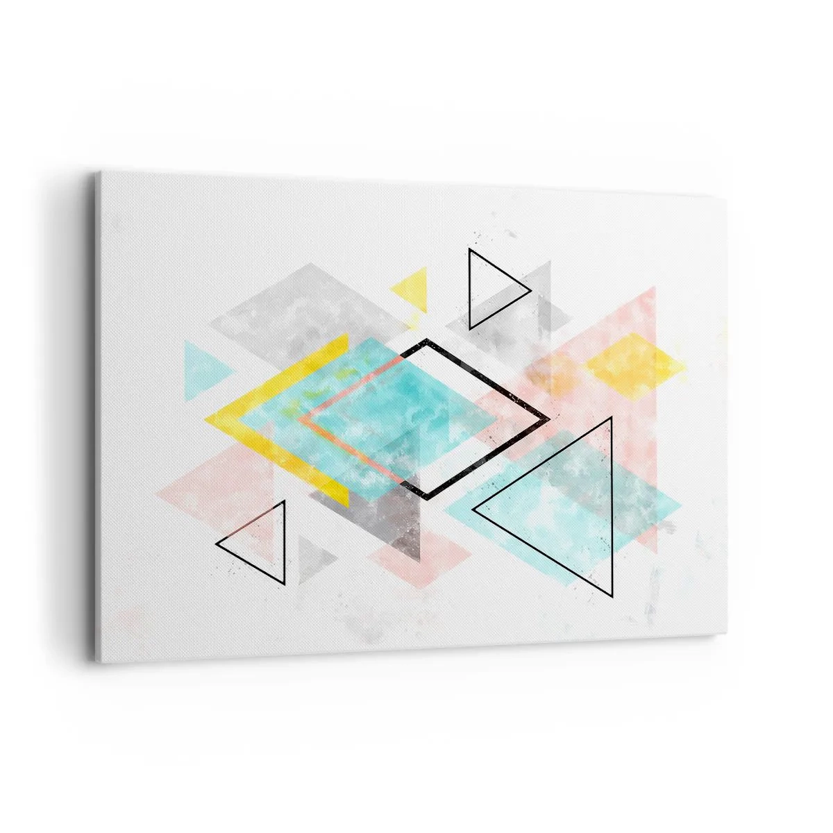 Bild auf Leinwand - Leinwandbild - Bunte geometrische Muster auf weißem Hintergrund - 120x80cm - Geometrisches Spiel - Moderne Wanddekoration für Wohnzimmer und Schlafzimmer ARTTOR