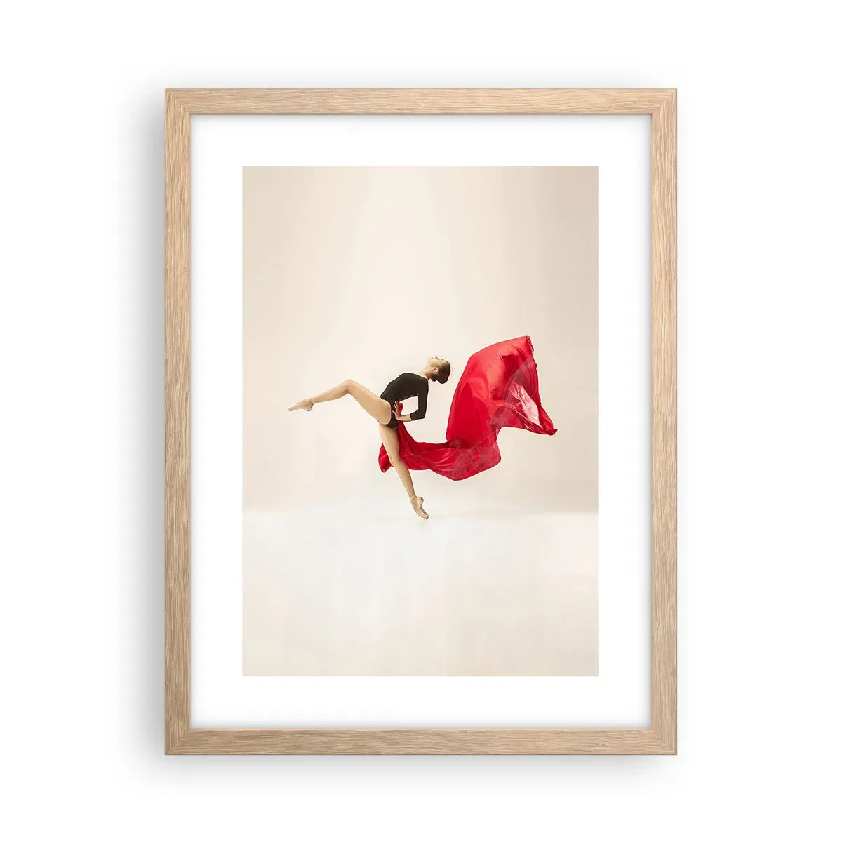 Poster in einem Rahmen aus heller Eiche - Rot und Schwarz - 30x40 cm