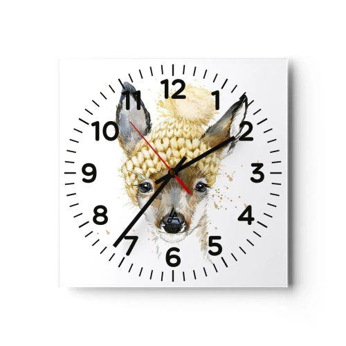 Wanduhr - Glasuhr - Für den Winter im verschneiten Wald - 40x40 cm