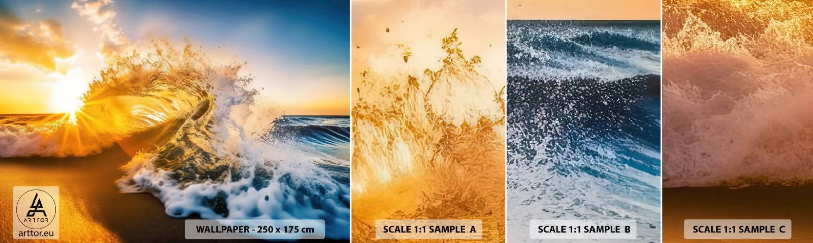 Fototapetenmuster Standard Eco - Spaß im Sand - Welle, Meer, Wasser - 100x30 cm